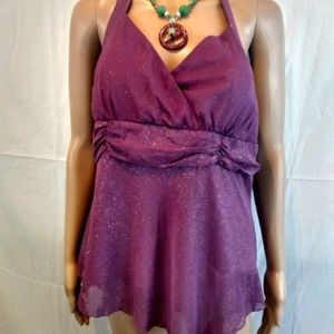Studio 1940 Purple Shimmering Halter Top